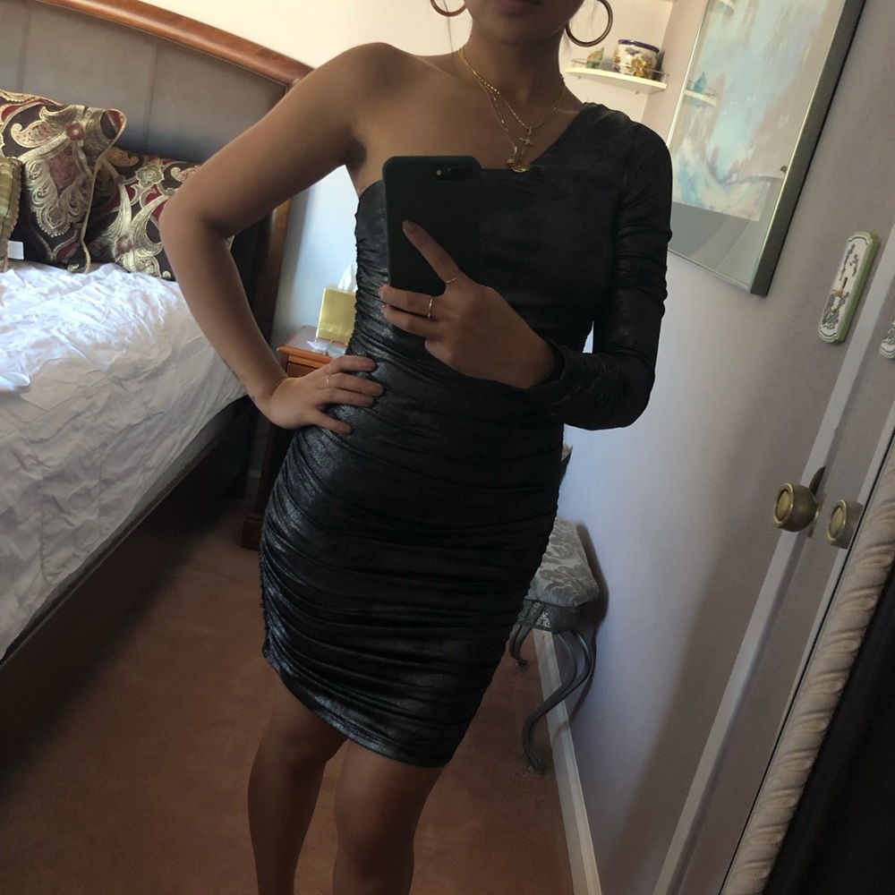 F21 One-Shoulder Metallic dress